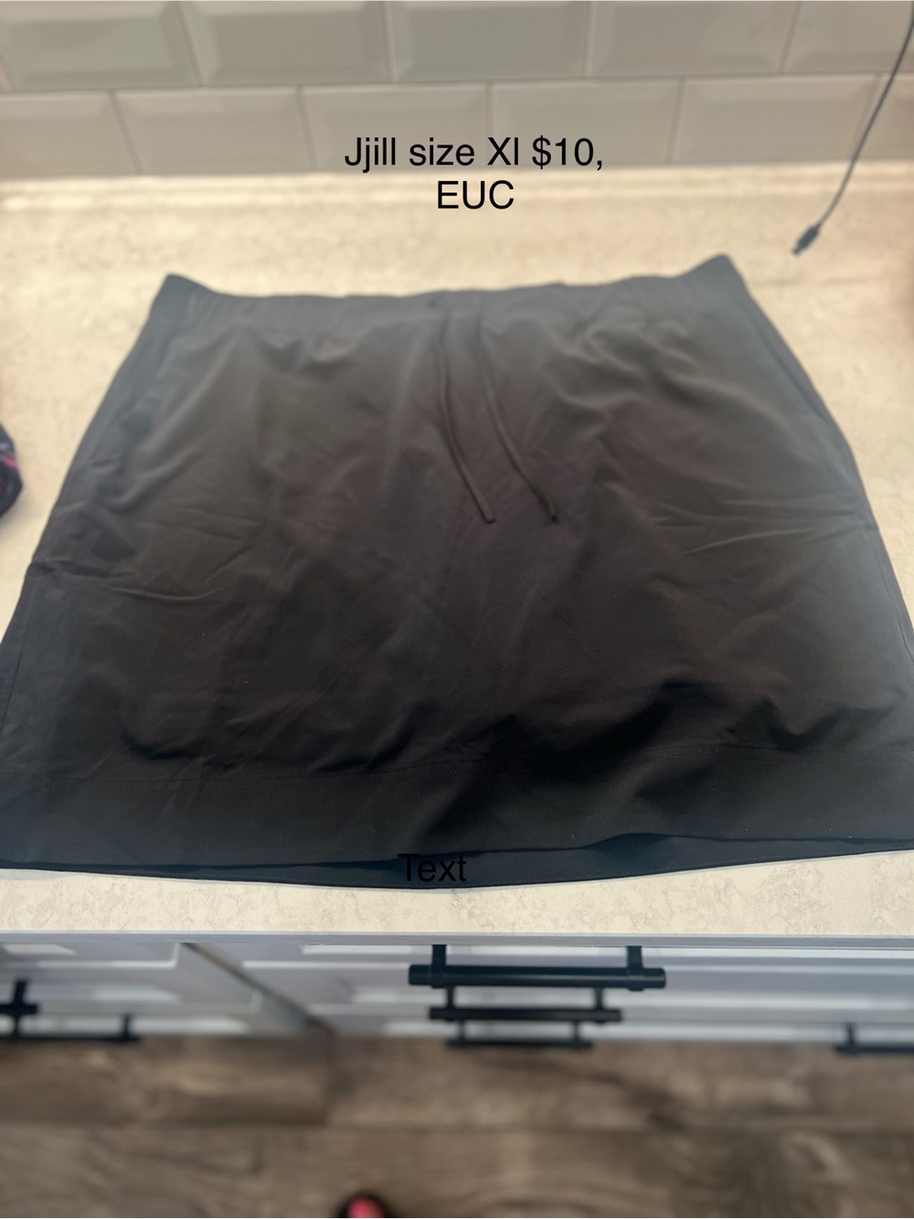 J. Jill Black Drawstring Mini Skirt